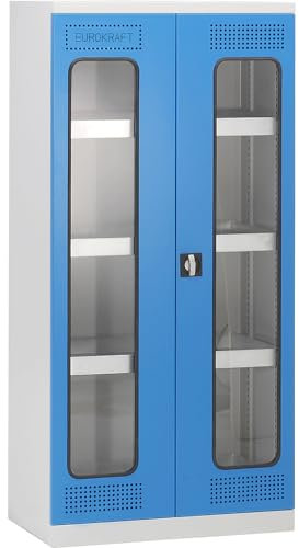 eurokraft | Umweltschrank | mit Sichtfenstertüren | 3 Wannenböden | 1 Bodenwanne | Breite 950 mm