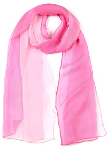 sourcing map Long Chiffon Poids léger Pente Couleur Écharpe Femmes Rose Taille unique
