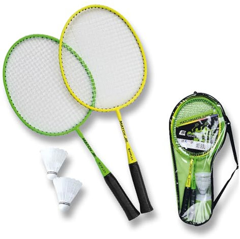 Sunflex® Badminton Set Matchmaker Junior | mit 2 Schläger, 2 Federbälle & Tragetasche |robust & hochwertig | Federball für Kinder und Anfänger