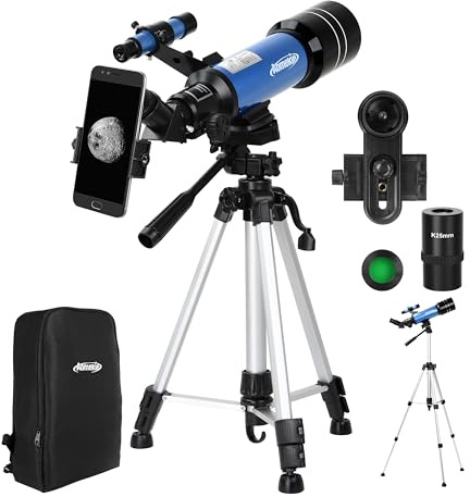 Aomekie 70/400 Astronomy Telescope for Adults Beginners Kids with Backpack Adjustable Tripod Phone Adapter, Max 120X for Moon Watching