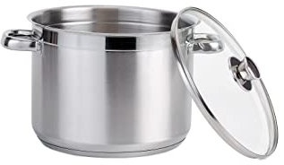 Vinod Stainless Steel Stockpots | 8 Liters/8.5 Quartz | Tempered Glass Lids | Cooking Pot For Indian Food, Soups, Stew| Food Grade Boiling Pot | Induction Bottoms | Gas, Ceramic, Electric Stove | 24cm