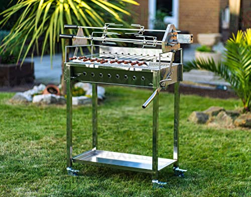 Large Maxking 3641 Cypriot Stainless Steel Rotisserie Charcoal BBQ