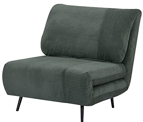 HOMCOM Poltrona Letto 2 in 1 Singola Regolabile su 3 Livelli con Seduta Extra-Large e Imbottita in Gommapiuma, Struttura in Legno, Acciaio ed Effetto Velluto Verde