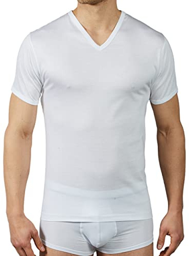 VP PINUCCIO VENEGONI Set 2 Magliette Intime Uomo Cotone Scollo a v Made in Italy t Shirt Bianche Nere Maglia Intima Scollo a v Manica Corta Bianca e Nera Canottiera Intimo Uomo v Canotta