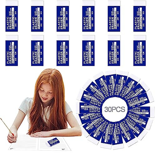 30 Stück Radiergummi Set, Weicher Weiße Radiergummis, Mini 2B Radiergummi, Weich Radierer, Kinder Radierer für Bleistifte Schulen Skizzen Büro Zeichen Künsten