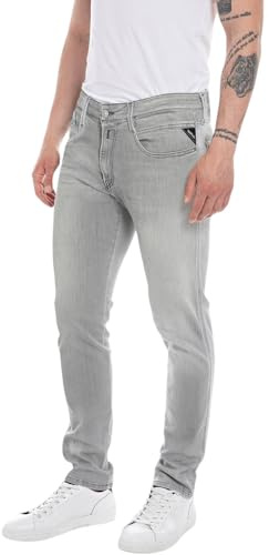 Replay Herren Jeans Anbass Slim-Fit mit Power Stretch, Light Grey 095 (Grau), 32W / 32L