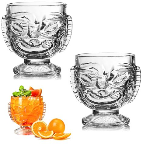 MLKLDOU Tiki Cocktailbecher aus Glas, 425 ml, Martini-Gläser, Bargläser, Weingläser, Cocktail-Trinkgeschirr, Becher für Zuhause, Party, Bar, Whiskey, Bier, Eiskaffeetassen, Glaswaren, 2 Stück