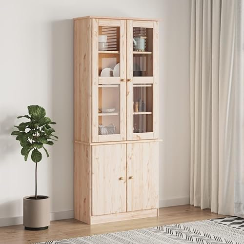 Gecheer Massivt furuträ med hög glasmonter 77 x 35 x 186,5 cm, typ 1