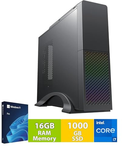 Desktop PC with Intel i7 8-Thread 4.00 GHz | 16GB DDR3 | 1TB + 256GB SSD | USB3 | WiFi 600 and Bluetooth 5 | Windows 11 Professional 64-Bit | Multimedia Computer