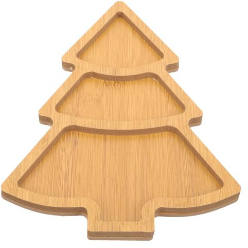 Ciieeo Christmas Tree Tray Sushi Serving Tray Cookie Christmas Treat Plates Xmas Charcuterie Boards Platter Chip and Dip Bowl Tree Appetizer Plate Wooden