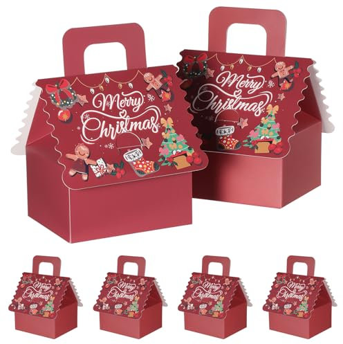 HSEAMALL 20 Stück Geschenkbox Hochzeit Süßigkeiten Box Weihnachten Geschenkbox kleine Gastgeschenke für Weihnachten Hochzeit Geburtstag Party Gastgeschenk Taufe (Rot, Große Geschenkbox)