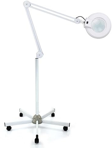 Wulimasun Lampada a lente d'ingrandimento a led, lente d'ingrandimento a 5 diottrie, lampada da lavoro, lente d'ingrandimento luce fredda con coperchio lente,per estetista,ricamatrice,dentista