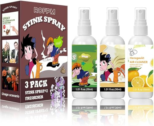 ROFPM Extrastarkes Stinkspray, Stinkender Flüssiges Stinkspray, Halloween Party Prank Stink Spray, Ultimate Prank Stinkspray Packs for Adults, Schrecklicher Flüssiger Stink Spray, 3 Stück - 90ML