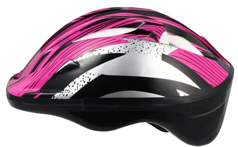 KOMBIUDA Casco Infantil para Bicicleta y Patinaje Casco De Protección para Ajustable y Ligero Ideal para Bicicleta Scooter y Patines Tamaño 54cm o Menos Color Fucsia