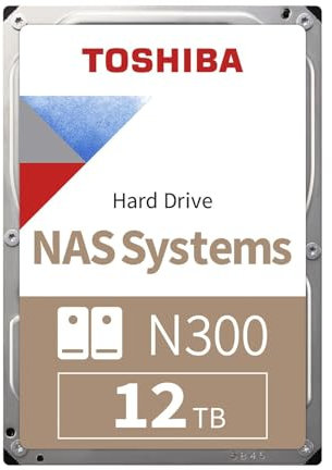 Toshiba N300 12TB Internal NAS Hard Drive, 3.5’’ SATA HDD, 7200 RPM, 24/7 Operation, Supports 1-8 bay systems, 128MB Cache, 180TB/Year workload, 3yr Warranty (HDEXZ13ZNA51F).