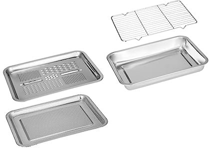 WATIIFUFU 1set Stainless Steel Draining Board and Grating Tray for Kitchen for Washing Fruits Vegetables and Rice and Practical Kitchen Gadgets