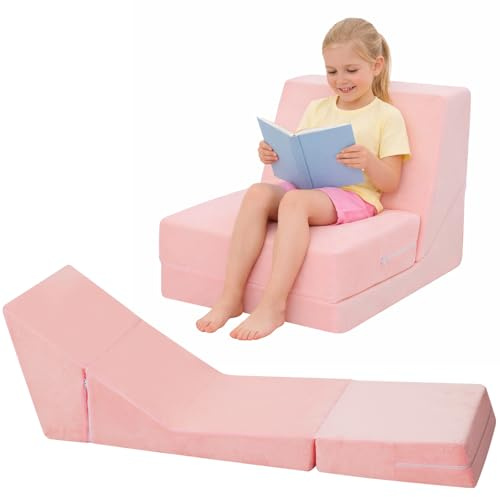 Divano Letto 3 In 1 Per Bambini, Divano letto Convertibile In Divano letto Per Bambini, Poltroncina per Bambini, Regalo Di Compleanno Per Ragazze E Ragazzi Camera Bambini（Rosa）