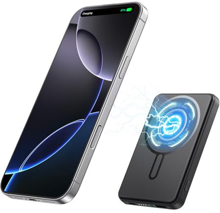 Power Bank 12000mAh for MagSafe, QC4.0 22.5W PD20W USB C Output Fast Charging, Magnetic Portable Charger Secure Wireless for iPhone 17/16/15/14 Series, AirPods, and More