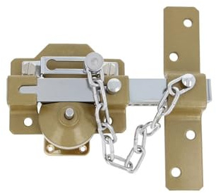 Amig - Cerrojo de Sobreponer con Cilindro Redondo, Pestillo y Cadena Mod. 1C - 105 x 170 mm - Cerradura de Seguridad con Llave y Retenedor - Incluye 5 Llaves de Punto - Acero Martelé