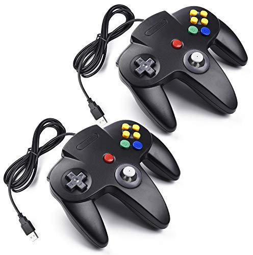 miadore 2x N64 Controller USB Gamepad Classic N 64 Controller Joypad Joystick Für Mac und Windows Raspberry pi3,Schwarz