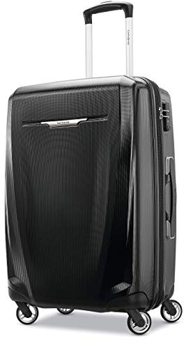 Samsonite Winfield 3 DLX Hardside Expandable Luggage with Spinners, Black, Checked-Medium 25-Inch