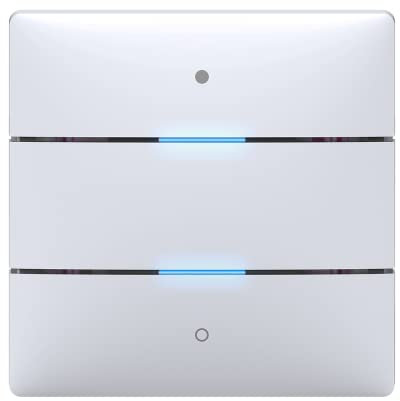 Theben 4969232 iON 102 KNX Tastsensor, Taster mit 2 Tasten und 2 Status-LEDs und integriertem Temperatursensor I Schalten, Dimmen, Jalousie, Wertgeber, Farbsteuerung etc.