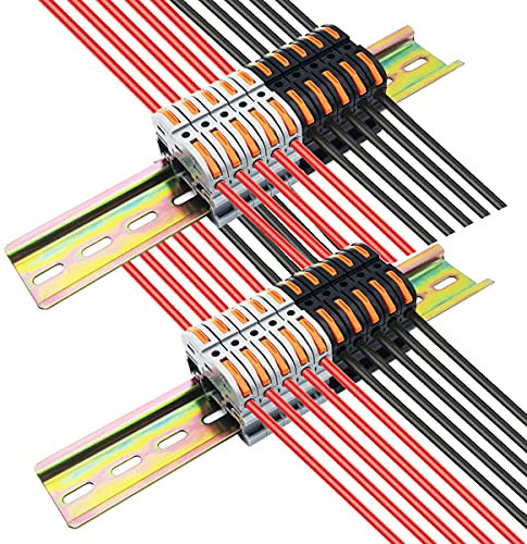 Connecteurs de fil Compacts, CTRICALVER Universel Connecteur de Câblage Compact (10 pcs gris + 10 pcs noir), 2 pcs 20cm galvanized rails Avec vis
