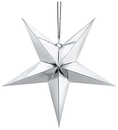 Estrella decorativa de papel de estrella brillante para colgar decoración de Navidad 3D, estrella de Navidad, estrella plegable, estrella de plata de 45 cm