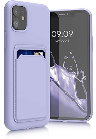 Kwmobile fodral kompatibelt med Apple iPhone 11-fodral - TPU-telefonskydd med kreditkortshållare - lavendel