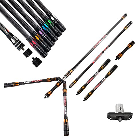 wolfman Tir à L'Arc Set Stabilisateurs de Barre D'équilibre Amortisseur en Carbone Pure 3K Tige D'équilibre Barre 5 10 30 Barre en V pour Arc Classique de Compétition Arc à Poulies (TypeB - Orange)