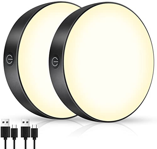 qeemmy Wiederaufladbar Led Lampe Batteriebetrieben Warmweiß 3000K, Dimmbare LED Batterie Lampe für Garderobe, Schlafzimmer, Schließfach (2 Stück)