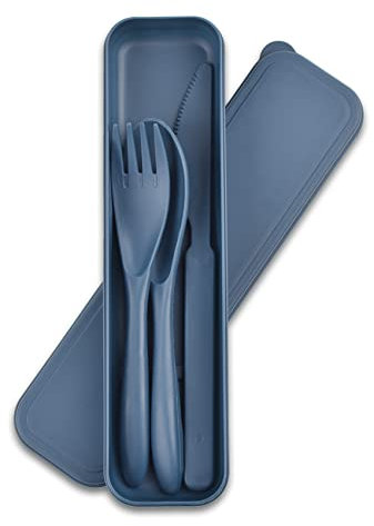 Picknickbesteck, Wiederverwendbarer Kunststoffbesteck, Tischbesteck, Lunchbox, für Reisen, Picknick, Camping, Arbeit, Schule oder den Täglichen Gebrauch (Blau)