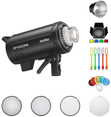 GODOX DP1000IIIV Flash de Estudio Profesional Luz de Video Montura Bowens Kit de Flash 1000Ws GN140 5800±200K 100-240V 61 Niveles de Intensidad de Flash Ajustables para fotografía de Retrato