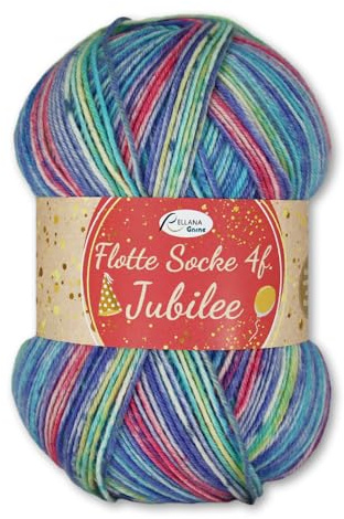 Frida's Wollhaus Rellana 100 g de calcetines de lana virgen Jubilee Superwash OEKO-Tex 6 colores (1760, rosa, verde y amarillo)