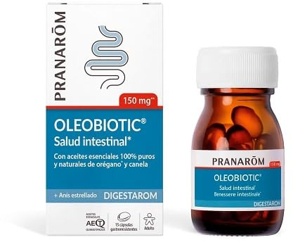 PRANAROM - Digestarom Oleobiotic- Salud Intestinal - Aceites Esenciales 100% puros e integrales HECT - 15 cápsulas