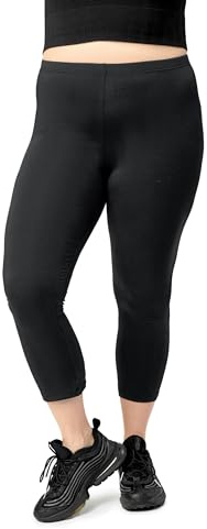 Merry Style Legging 3/4 Capri Femme Grande Taille en Coton Leggings de Sport MS10-455 (Noir, 7XL)