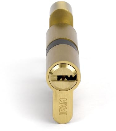 IFAM Cilindro de Pomo para Puertas Start-S, 30x30mm, Leva 15mm, Bombín Cerradura de Seguridad 6 Pitones de Acero, 3 Llaves de Serreta, Sistema Antiganzúa y Antitaladro, Perfil Europeo, Acabado Latón