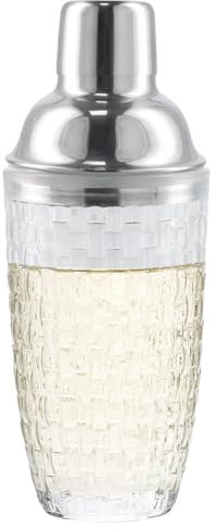 volumoon Shaker per Cocktail, Tazza da Cocktail In Vetro da 500 ml, Shaker per Cocktail con Colino da Cocktail Trasparente, Shaker per Bevande per Succhi Frutta Misti, Famiglie, Feste (Argentato)