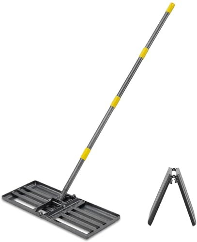 Lawn Leveling Rake, Heavy Duty 30x10 Foldable Leveler Plate, 5FT Adjustable Stainless Steel Leveling Rake, Reinforced Welds Level rake for Soil, Dirt, Ground, Yard, Top Dressing, Landscaping
