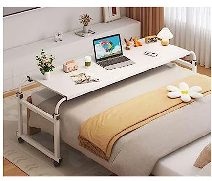Genérico Mesa de Cama Ajustable con Ruedas para computadora portátil y Bandeja para Alimentos Estación de Trabajo de Altura Ajustable para un Uso cómodo de la computadora