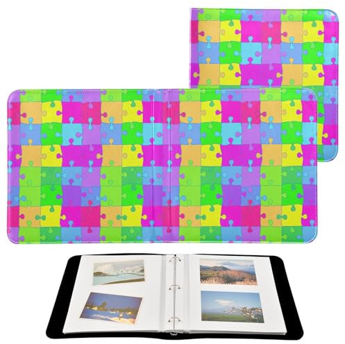 JUMBEAR Grande album fotografico autoadesivo con 20 pagine, album fai da te, per matrimoni, famiglia, bambini, vacanze, motivo puzzle colorato