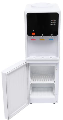 Dispensador de agua caliente y frío eléctrico 500 W, depósito de suelo seguro para niños, agua a 95 °C, para botellas 5-19 L, oficina/salón, 220 V, bandeja extraíble