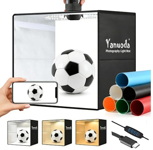 Professional 40x40cm Photo Light Box with USB-C Power Adapter, 18W Dimmable 180 LEDs (CRI>97), 6 Backdrops, 3 Light Modes - Foldable Photography Studio for Product Shots, Jewelry