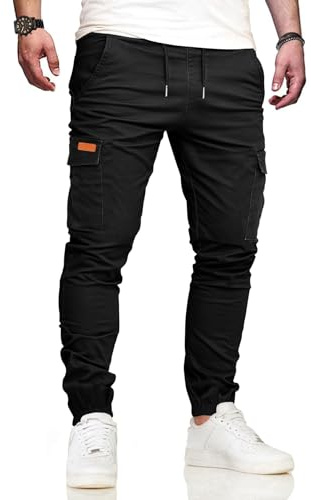 VMSUCIJ Pantalon Cargo Hombre Pantalones de Trabajo Hombre Casuales Elásticos Pantalón Jogger Largos Pants con Bolsillos,Negro 05,M