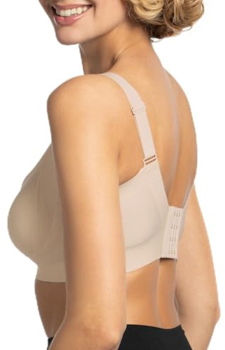 JML Belvia Seamless Bra - Wireless Bras for Women UK with W-Shape Support & Comfort Stretch Fabric, Adjustable Straps, Removable Pads, All-Day Comfort, no Pinching or Digging, Nude L
