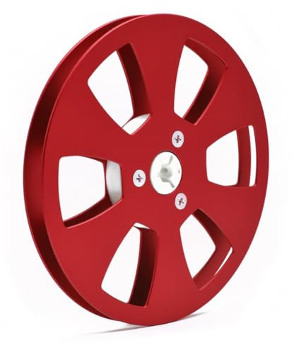 Cenei 5 Inch Reel Tape Recorders Empty Reel 5 Inch Tape Recorders Empty Reel for Open Reel Sound Deck, Aluminum Alloy Recording Takeup Reel Red