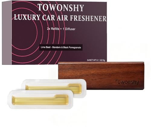 Towonshy Auto Profumatore Compatibile con Rituals profumo – Diffusore per Bocchetta Aria con Supporto in Legno – Fragranza Lime Basilico Mandarino & Melograno Nero, Aroma Naturale Contro Cattivi Odori