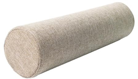 Eashaoo Round Memory Foam Neck Pillow, Cylindrical Cervical Roll Pillow with Linen Zipper Pillowcase, Sofa Armrest Backrest Cushion, Head Waist Legs Support Bolster (Camel,40x12cm)