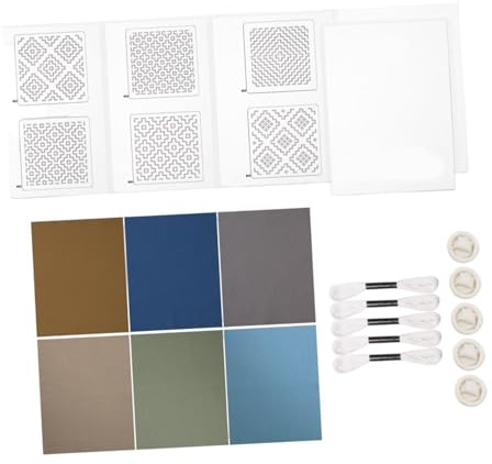 susiodeu DIY Sashiko-underläggskit förtryckta geometriska mönster för nybörjare. Övning även för de som är nya inom hantverk. Mallritningslinje. Sashiko-kit för nybörjare, Set B