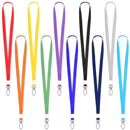 Omnikryp 30 st nyckelband för ID-kortshållare, halsband, anpassat halsband för ID-brickor, lanyard med metallspännen, för nycklar, ID-kortshållare (10 färger)